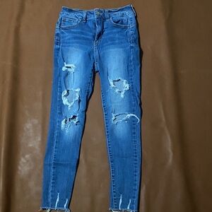 Wax Jean Ripped Blue Skinny Jeans